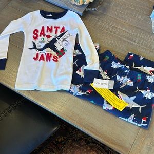 NWT Carters Shark Christmas PJ